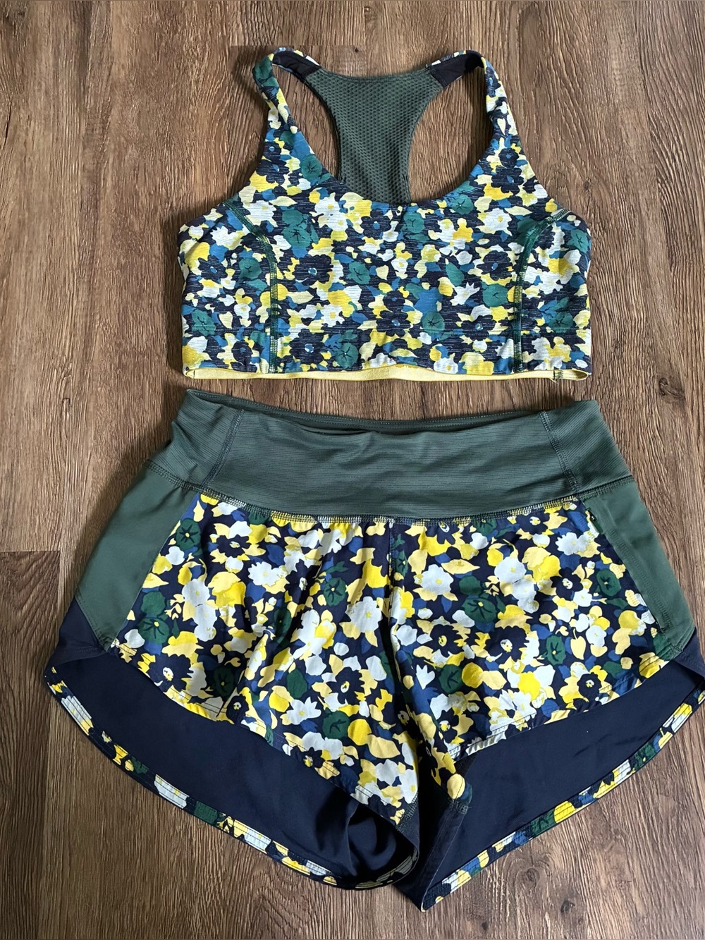 Outdoor Voices Bra and Shorts Set Outfit in Mineral Bloom